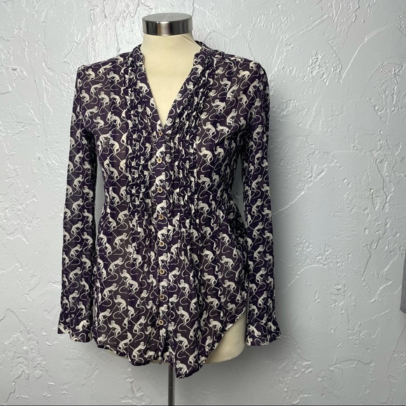 Anthropologie Monkey Animal Printed Top - Picture 2 of 10